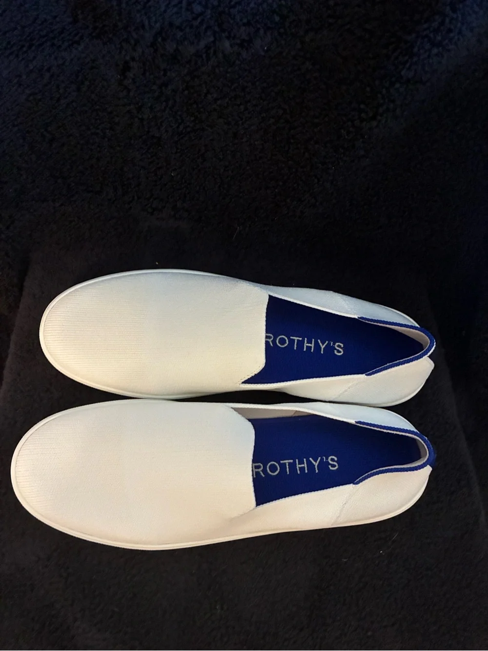 Rothy's White Slip-On Loafers with Blue Insole